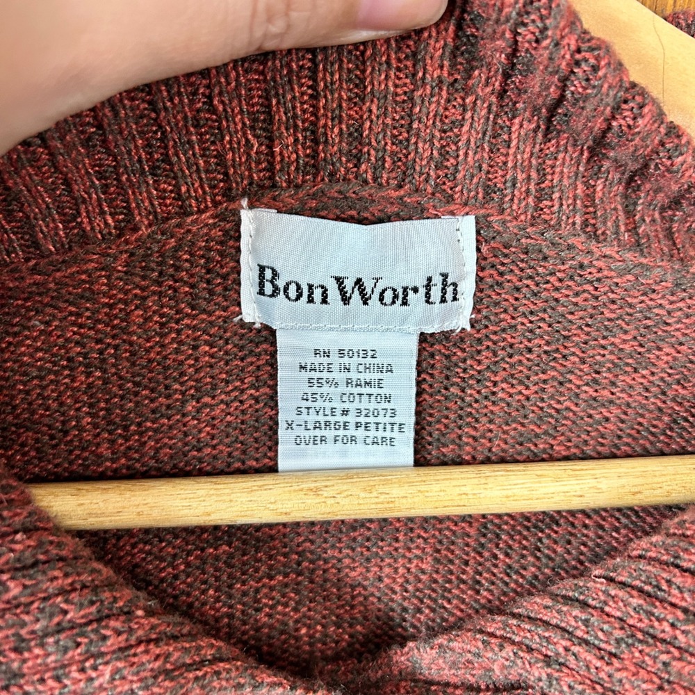 Vintage‎ Bon Worth X Large Petite Patchwork Cardigan Sweater Patchwork Cottage - Picture 2 of 7